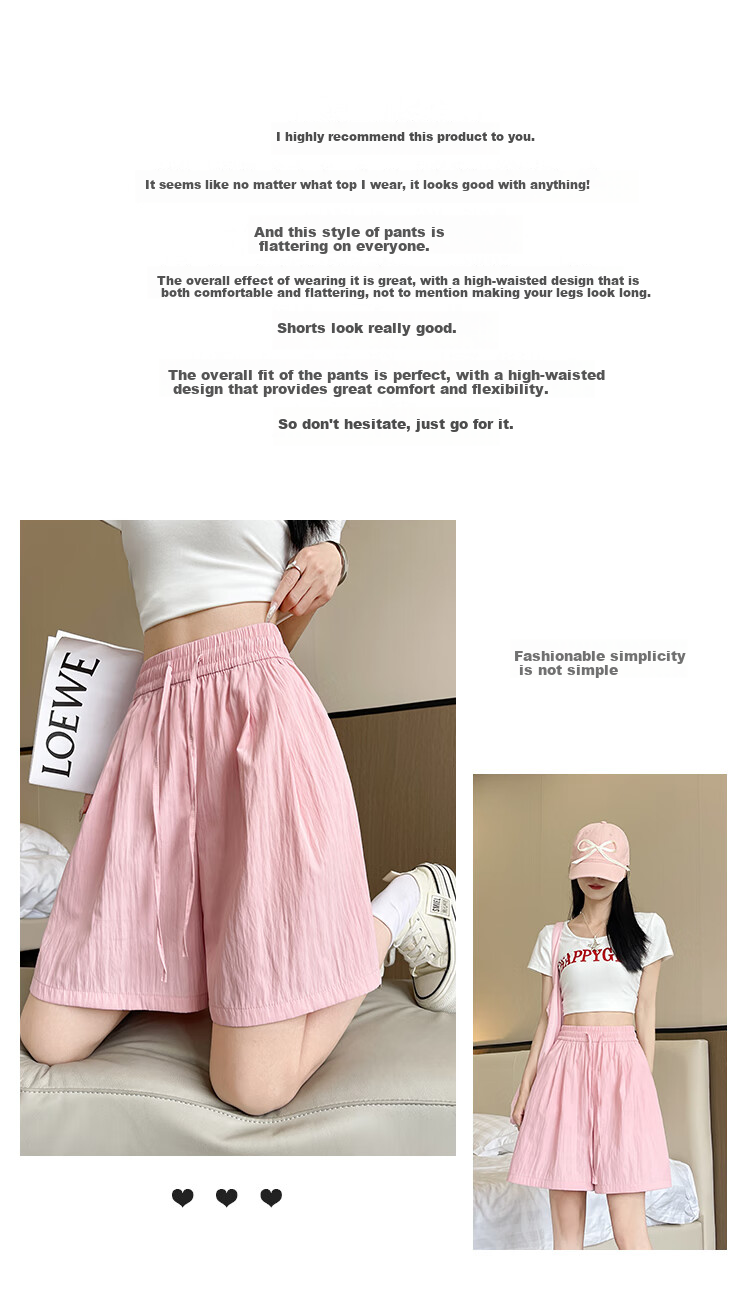 Freedom Style Ice Silk Women's Shorts 2026 Summer New Petite Outerwear Five-Point High Waist Slim Loose Casual Sports Pants 2