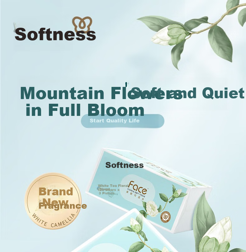 Jierou Facial Tissues, Face White Tea Scent, 3-Ply, 120 Sheets, 6 Packs, PR248-48R/PR295 Single Pack 1