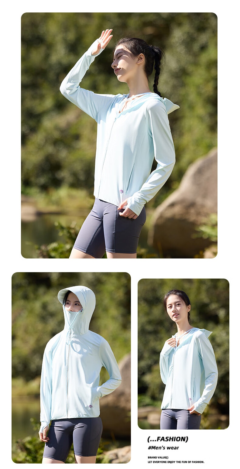 JEANSWEST Women's Summer Sun Protection Shirt UPF50+ Lightweight Breathable Hooded Outdoor Jacket Light Gray L 15