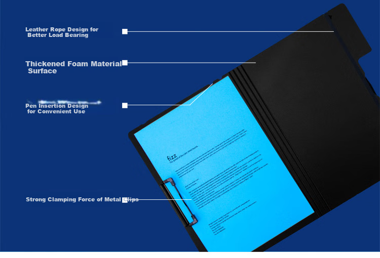 Fizz A4 Thick Hard Horizontal Folding Clipboard/document Folder/organizer Pad/writing Pad/storage Clip, Office Supplies, Dark Blue A6382 6