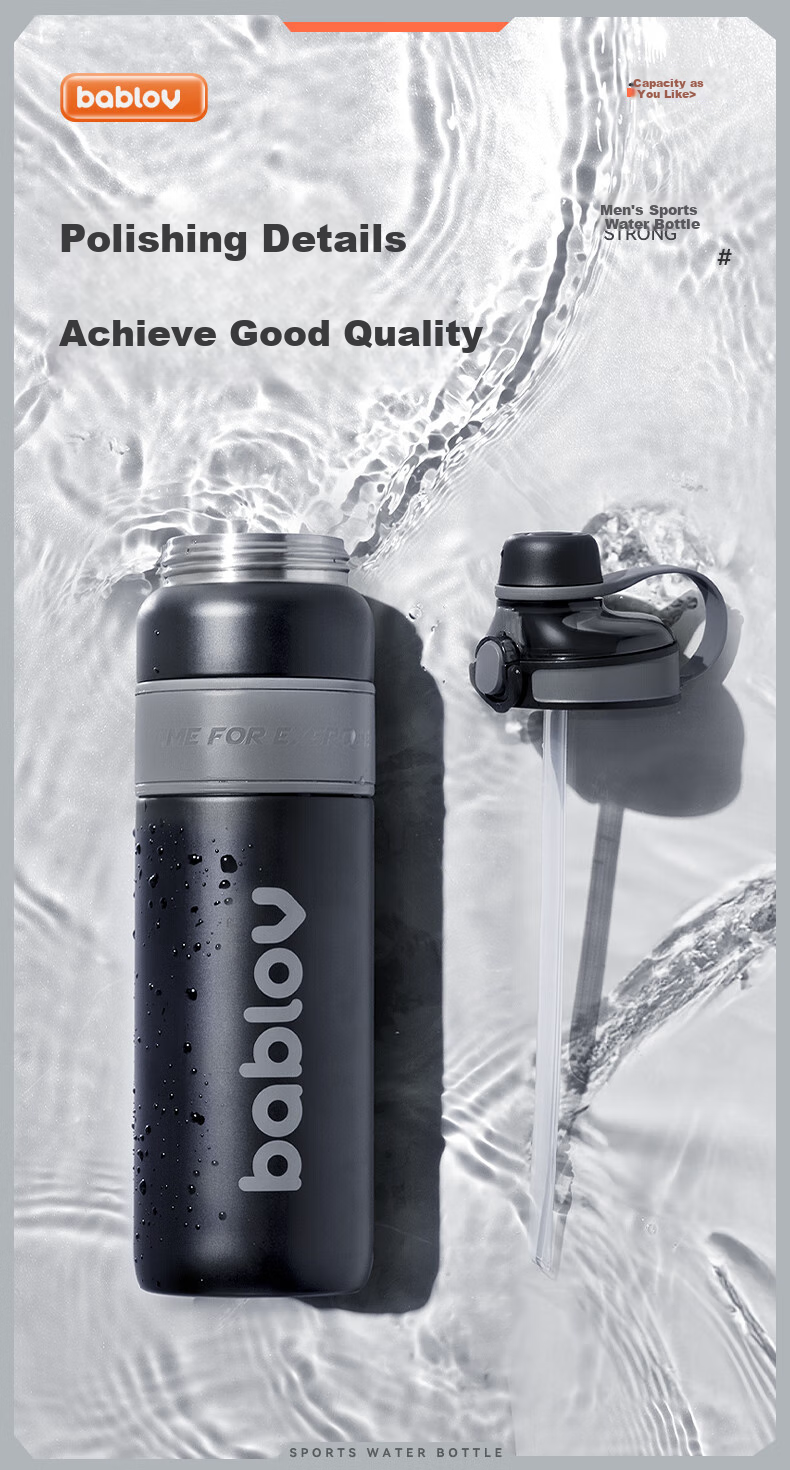 BABLOV Huobansen 316 Stainless Steel Insulated Cup, Large Capacity Sports Water Bottle for Men And Women with Straw, Thermos Flask, 1000ml 4