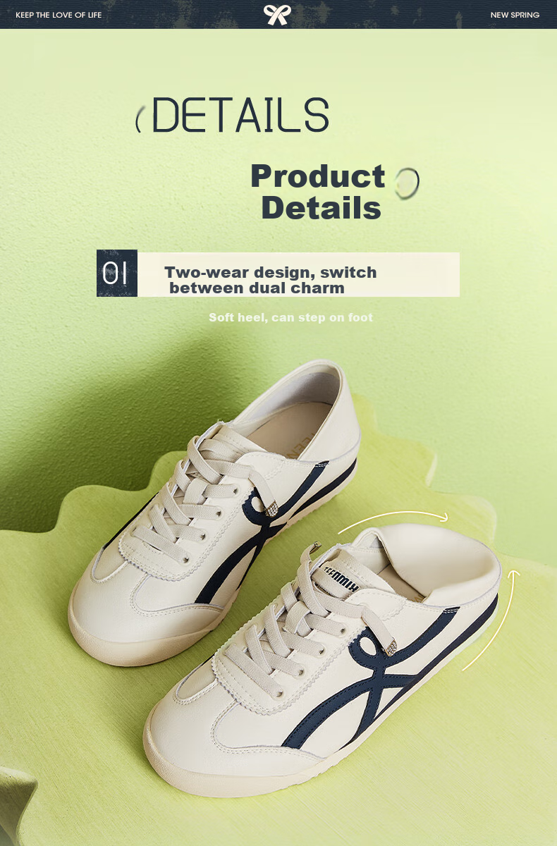 TEENMIX Women's Shoes, Flat Retro Training Sneakers, Versatile White Casual Shoes for Women, New Style 6