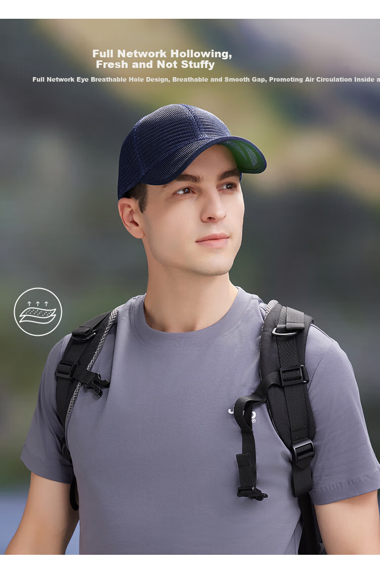 JEEP Men's Baseball Cap Summer Mesh Quick-Dry Sun Hat Unisex Visor Hiking Sun Hat Fishbone White 2
