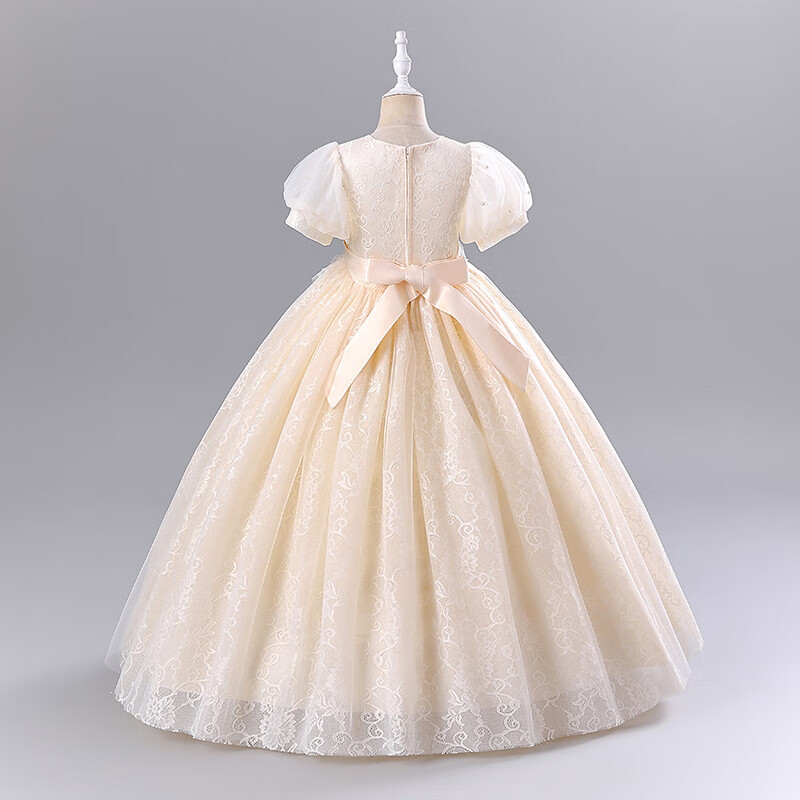 LUOBOBEIBEI Girls' Formal Dress, Children's Princess Dress, Wedding Dress, Runway Show Dress, Piano Performance Dress, New Year's Greeting Outfit, White, Size 110 5