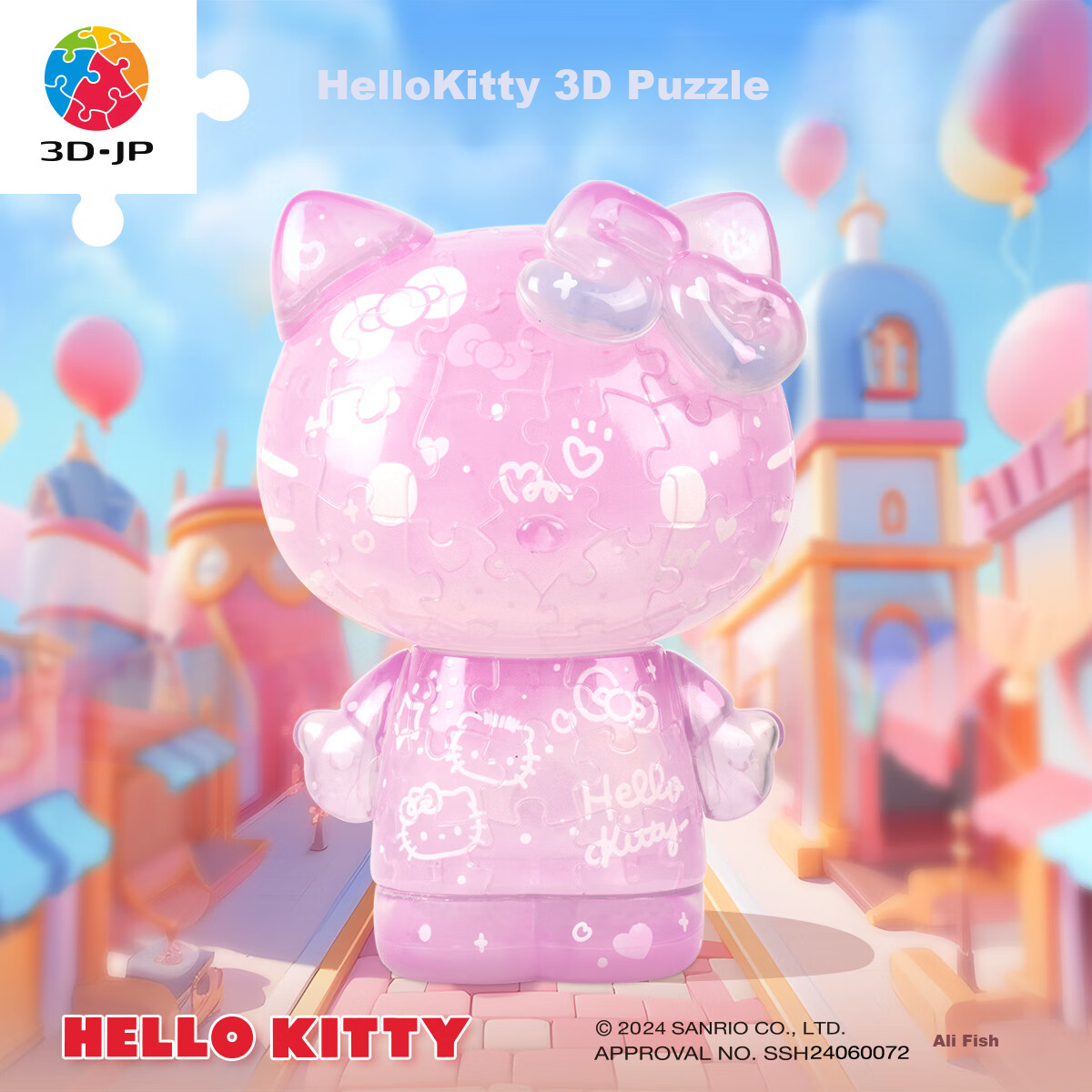 3D-JP Sanrio HelloKitty 50th Anniversary Trendy Figurine, 3D Puzzle Toy, DIY Couple's Birthday Gift