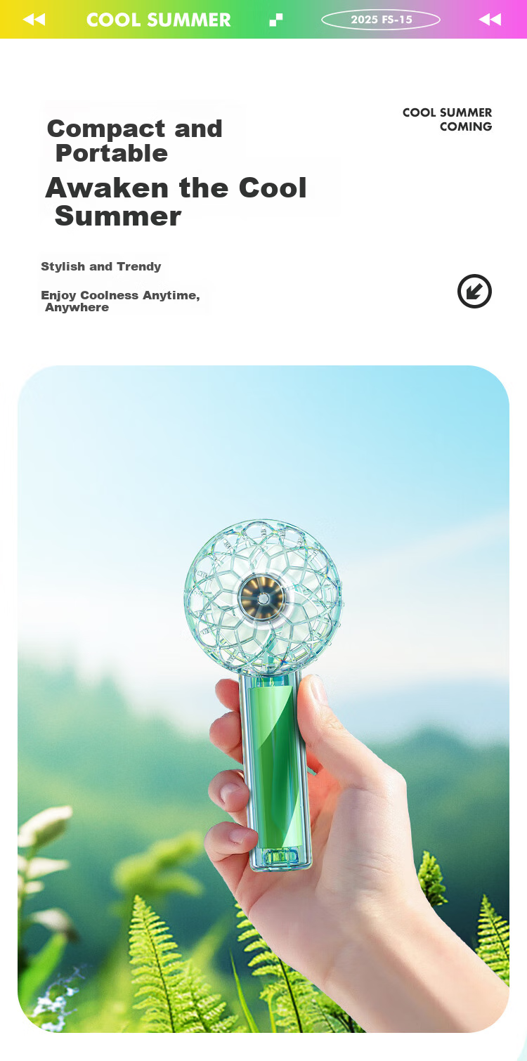 Newmine Handheld Mini Fan, Portable Mini Fan with 13-Hour Long Battery Life, Quiet Operation, Colorful Light, Desktop Cooling Fan, Dazzling Blue And Cya 5