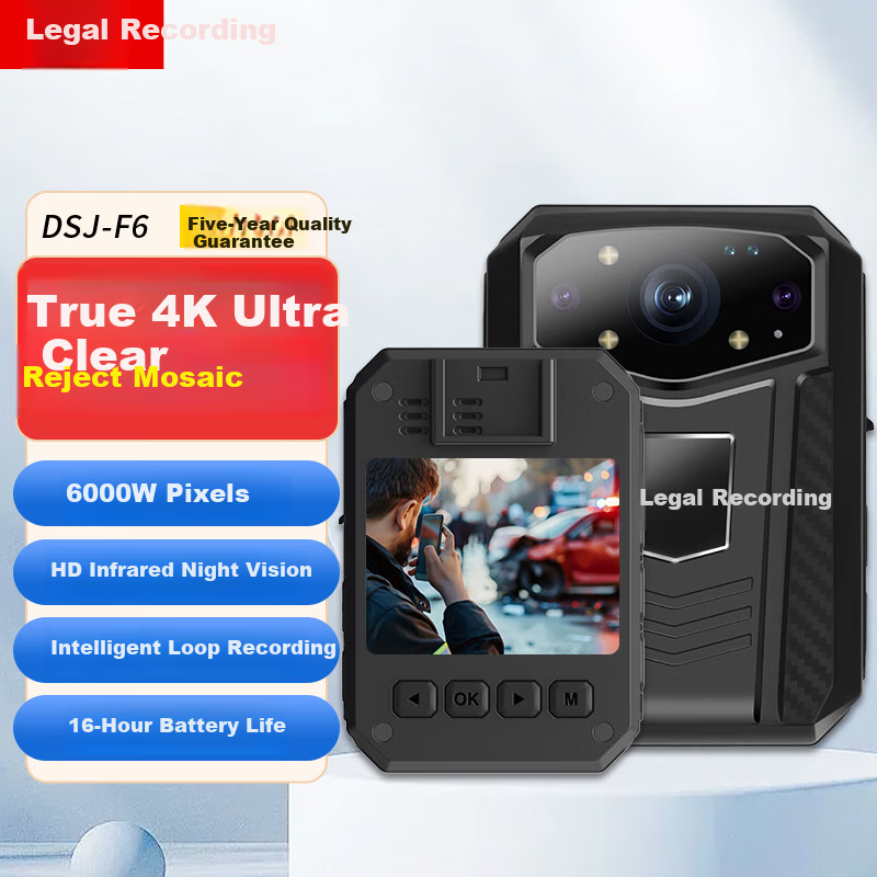 Falu Law Enforcement Body Camera, 4K High-Definition Night Vision, Chest-Mounted Work Recorder, Portable Recording Device DSJ-F6