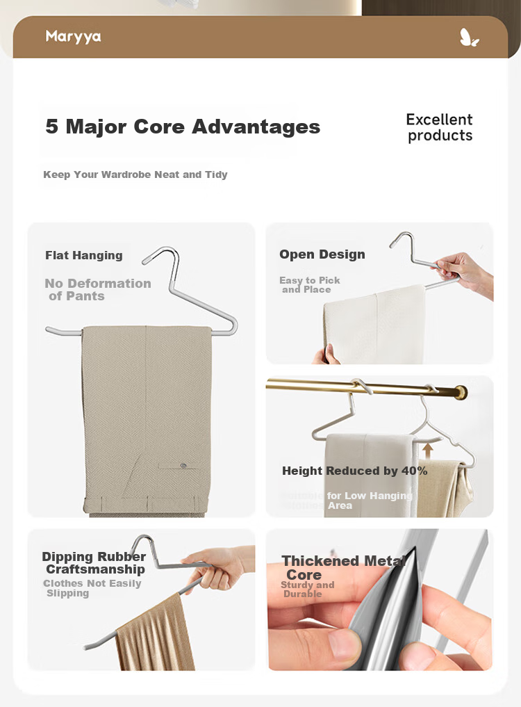 MARYYA Goose-Shaped Pants Hanger, Household Seamless Non-Slip Trouser Drying Rack, Specialized Storage Organizer for Pants Hangers 3