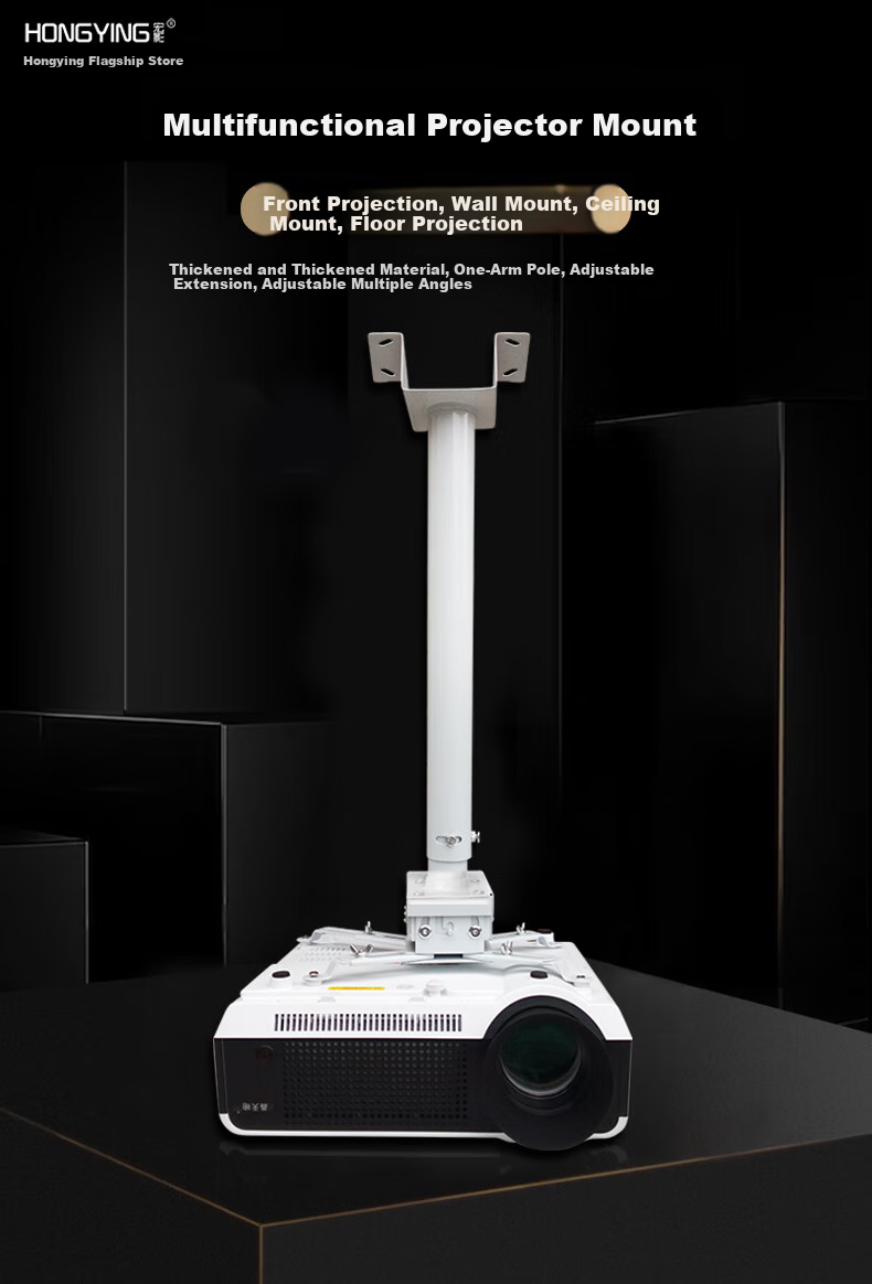 HONGYING Projector Mount Ceiling Hanging Ceiling-Mounted Floor Projector Mount (Suitable for Epson, BenQ, Panasonic) 43-65CM Extendable White 1