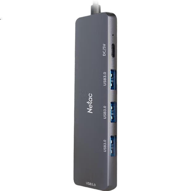 USB-хаб Netac WH21, 5 портов USB 3.0, алюминиевый сплав, серый