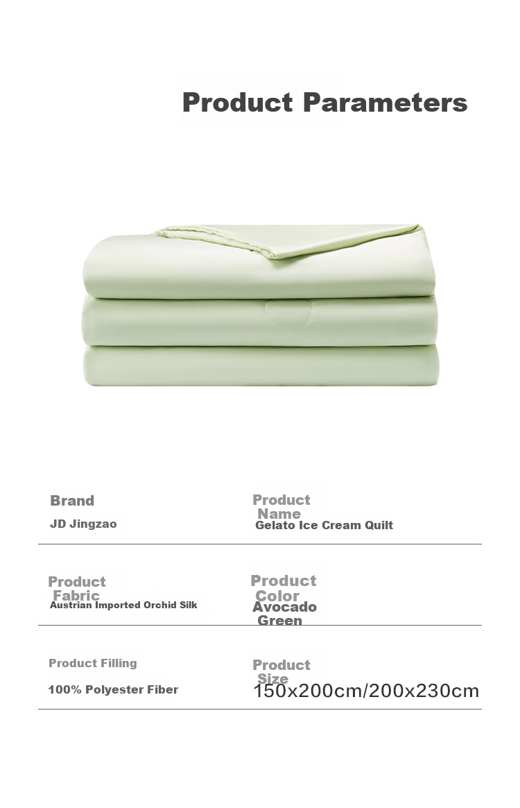 JD Original Gelato Ice Cream Quilt, 60-Thread Count Tencel Cooling Comforter, Air Conditioning Summer Quilt, Machine Washable, Avocado Green, 1.5x2m 15