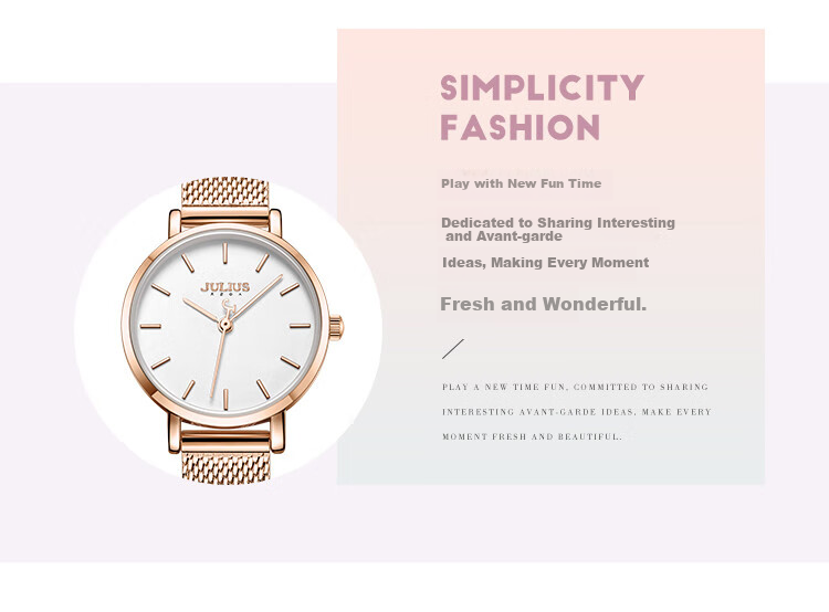 Julius Women's Watch, Fashionable Student Simple Elegant Trendy Waterproof Quartz Ladies Watch, Rose Gold White Face JA-1164LC 3