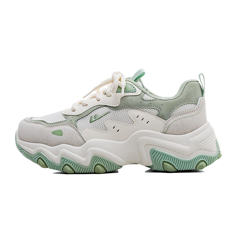 Huili Women's Shoes, Cat Paw Dad Shoes, Petite Thick-Soled Casual Versatile Sneakers WXY4984, Beige-Green, Size 37