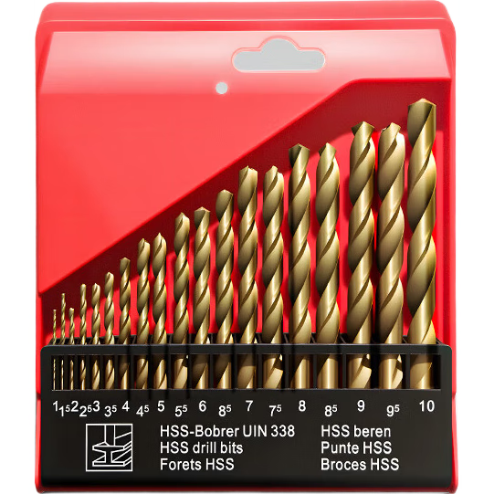GeeLii Twist Drill Bit Set, Aluminum Alloy Drilling Tiles Metal Steel Hand Drill Bits 19-Piece Set 56218