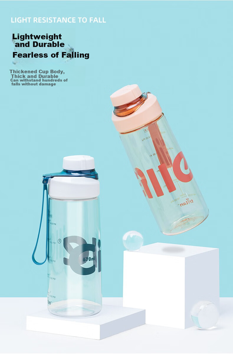 Cille Large Capacity Plastic Cup, Tritan Material Sports Water Bottle, for Men And Women, Students, Portable with Handle, Tea Infuser Cup 4