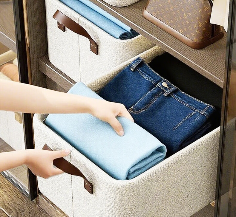 Huaqizhigu Storage Box, Clothes And Pants Organizer, Closet Underwear Storage Container, Cotton And Linen Foldable Storage Solution, Medium Size 4