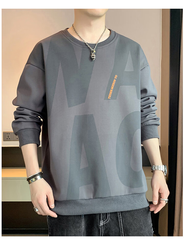 JEEP SPIRIT Sweatshirt for Men, Autumn 2025 New Style, Loose-Fitting Base Layer, Long-Sleeve Sweatshirt for Men 6586, Black, XL 12
