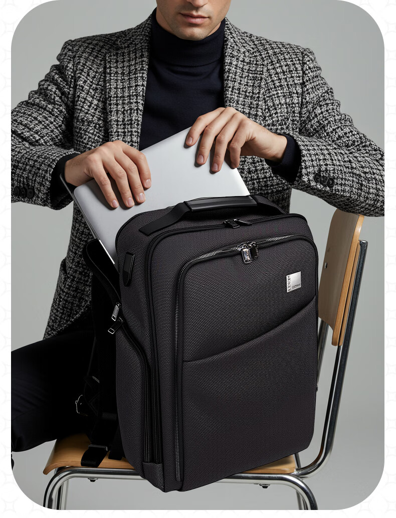 LEXON Business High-End 17.3-Inch Laptop Bag for Men, Commuter Backpack with Three Layers, Bulletproof Nylon Travel Bag 1