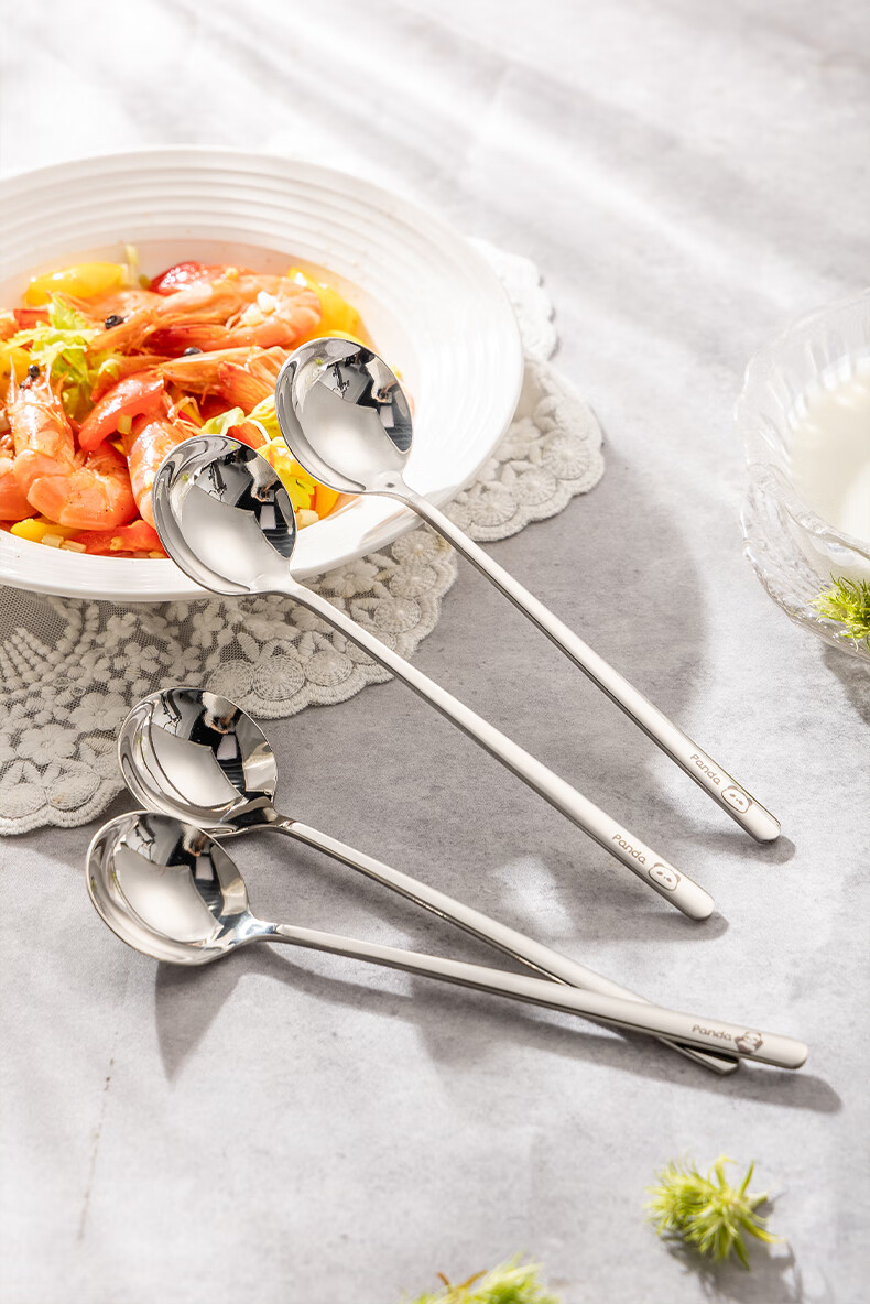 Guangyi 316L Stainless Steel Large Thickened Soup Spoon Serving Spoon Long Handle Rice Spoon 2 Pieces GY1490 16