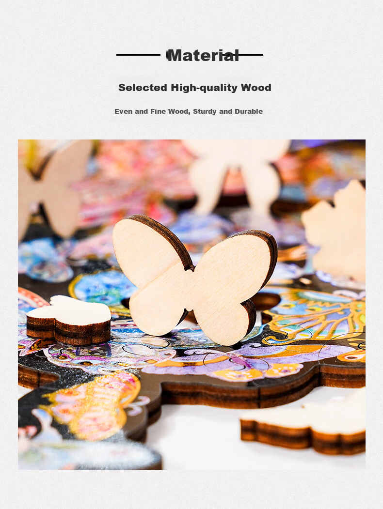 TOI Wooden Puzzle with Frame, 100 Pieces, The Little Prince, Handmade Toy, Birthday Gift, Shaohua Butterfly Dream 6