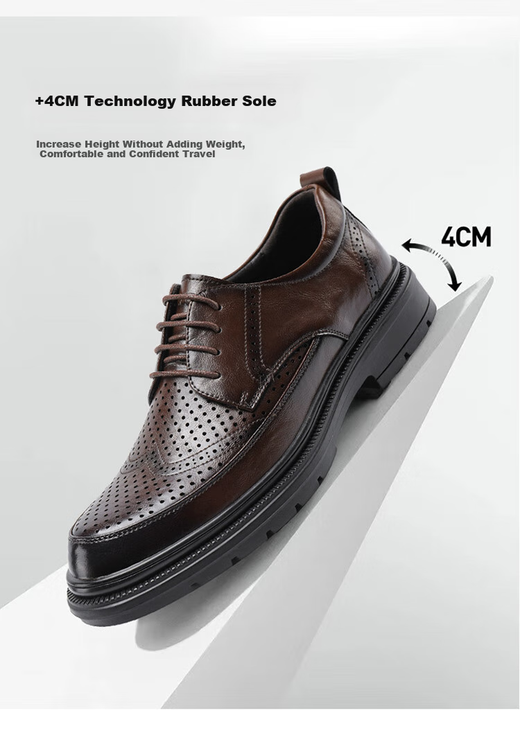 G.N.Shi Jia Men's Leather Shoes, Summer Hollow Breathable Brogue Carved Shoes, British Retro Business Formal Shoes for Me 19