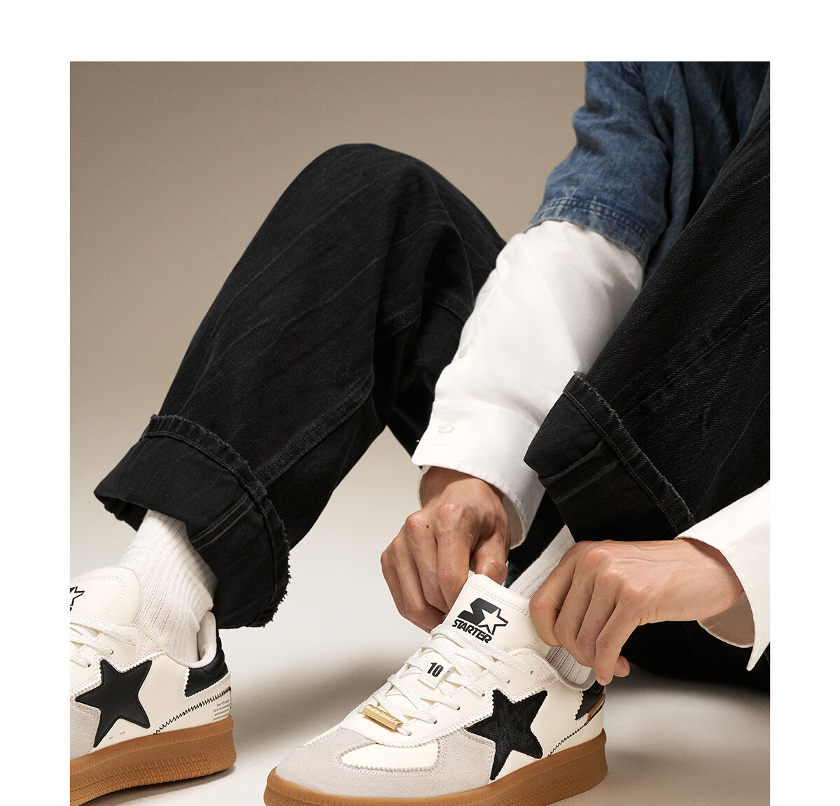 STARTER [Celebrity Style] 2025 Heavyweight New Product T-Toe Suede Casual Unisex Dexun Shoes, White, Size 36 9