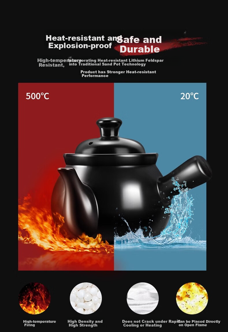 CERAMICS [Lianjiej's Choice] Herbal Medicine Frying Pot 1.8L Ceramic Open Flame Heat-Resistant Traditional Chinese Medicine Pot Health Pot TCM Decoction Pot 6