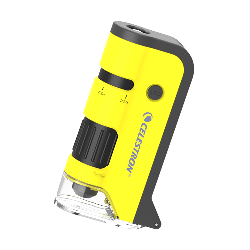 Celestron 100-250x Portable Handheld Microscope Yellow Biology Science Observation Student Educational Gift