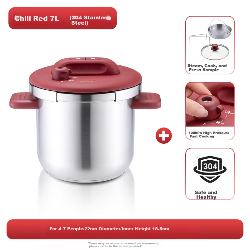 LINKFAIR Gaole Shigao Pressure Cooker, Household Pressure Cooker, Explosion-Proof Stainless Steel, One-Touch Opening And Closing, Suitable for 3-8 People, Compatible with Gas And Induction Stoves