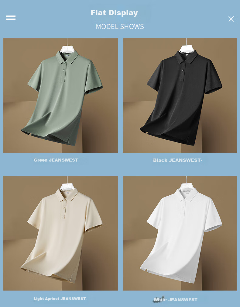 Jeanswest POLO Shirt for Men, Short Sleeve, 2026 Summer Fashion, Comfortable Casual Quick-Dry Versatile Top, Black, 4XL 3