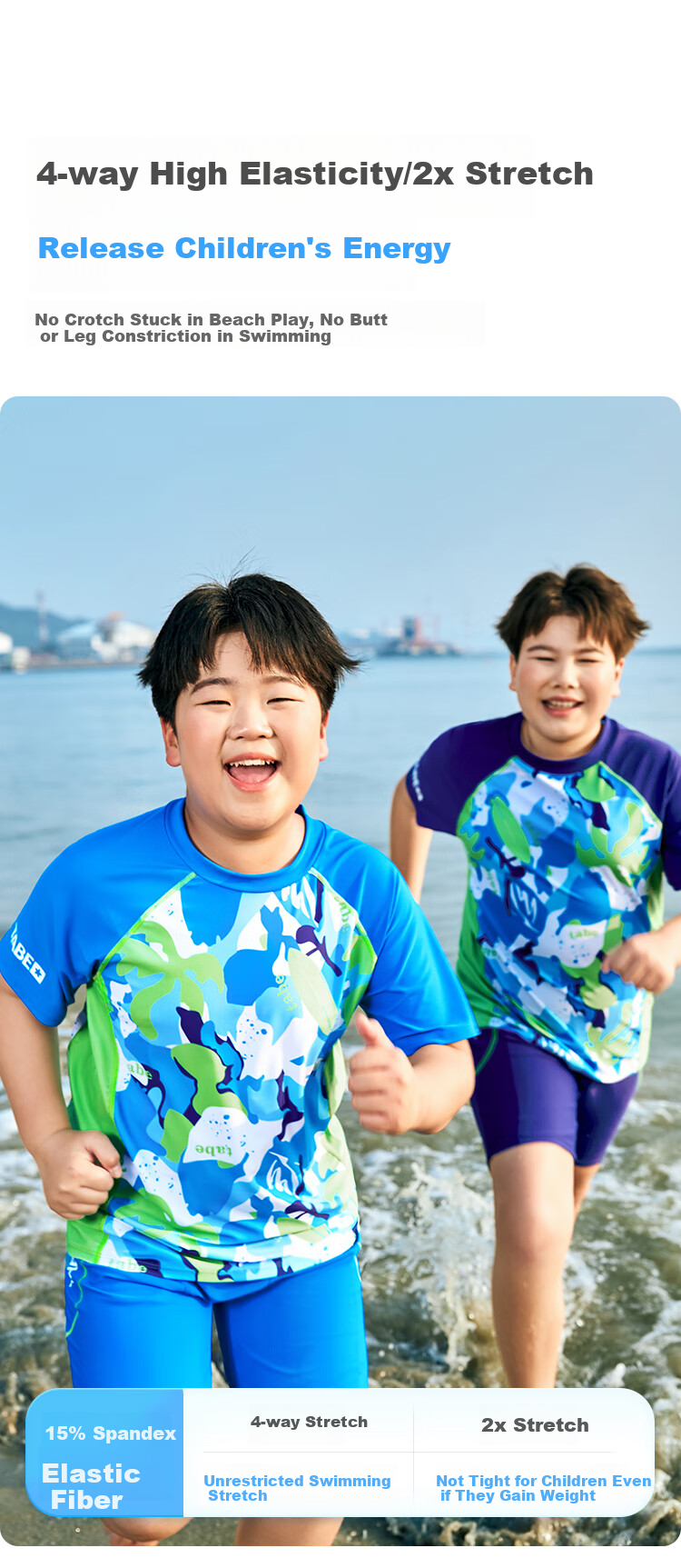 Xiaozhu Tuni Boys' Swimwear, Chlorine-Resistant Quick-Dry Children's Swimsuit, for Ages 6-12 Teenagers, Two-Piece Swimsuit for Older Childre 7