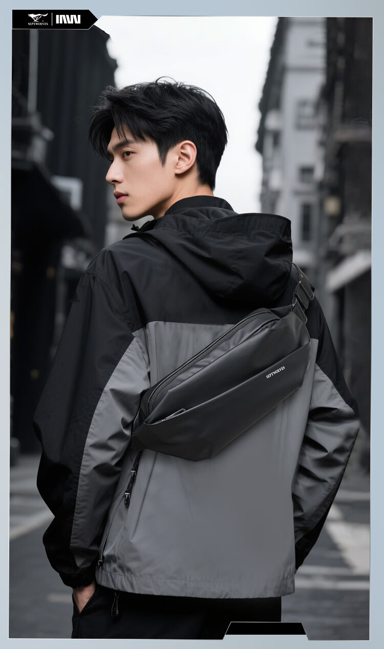 SEPTWOLVES Crossbody Bag for Men, Shoulder Bag, Trendy Sports Casual Commuter Chest Bag, Lightweight Fashionable Large Capacity Backpack Messenger Bag 1