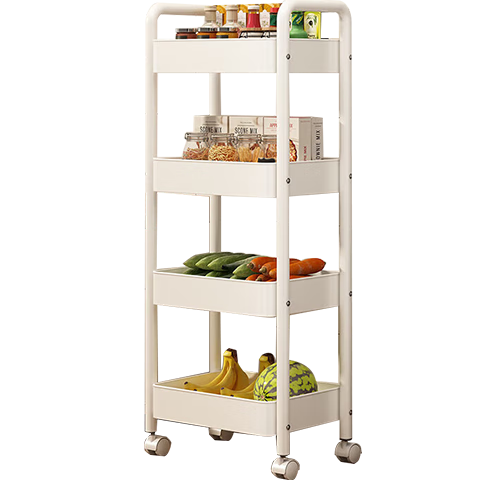 Quanpinwu Small Cart Storage Rack, Movable Floor-Standing Organizer, Household Snack Kitchen Multi-Layer Carbon Steel Wheeled Shelf, Sibai