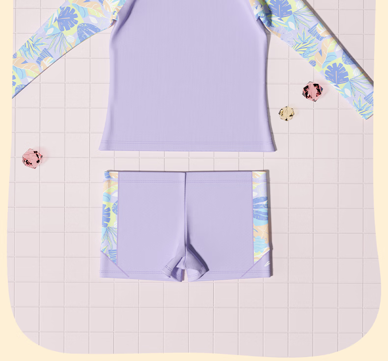 Li-Ning Kids Swimwear Boys and Girls Split Swimsuit Sun Protection Quick-Dry Swimming Gear Purple Set 150 3