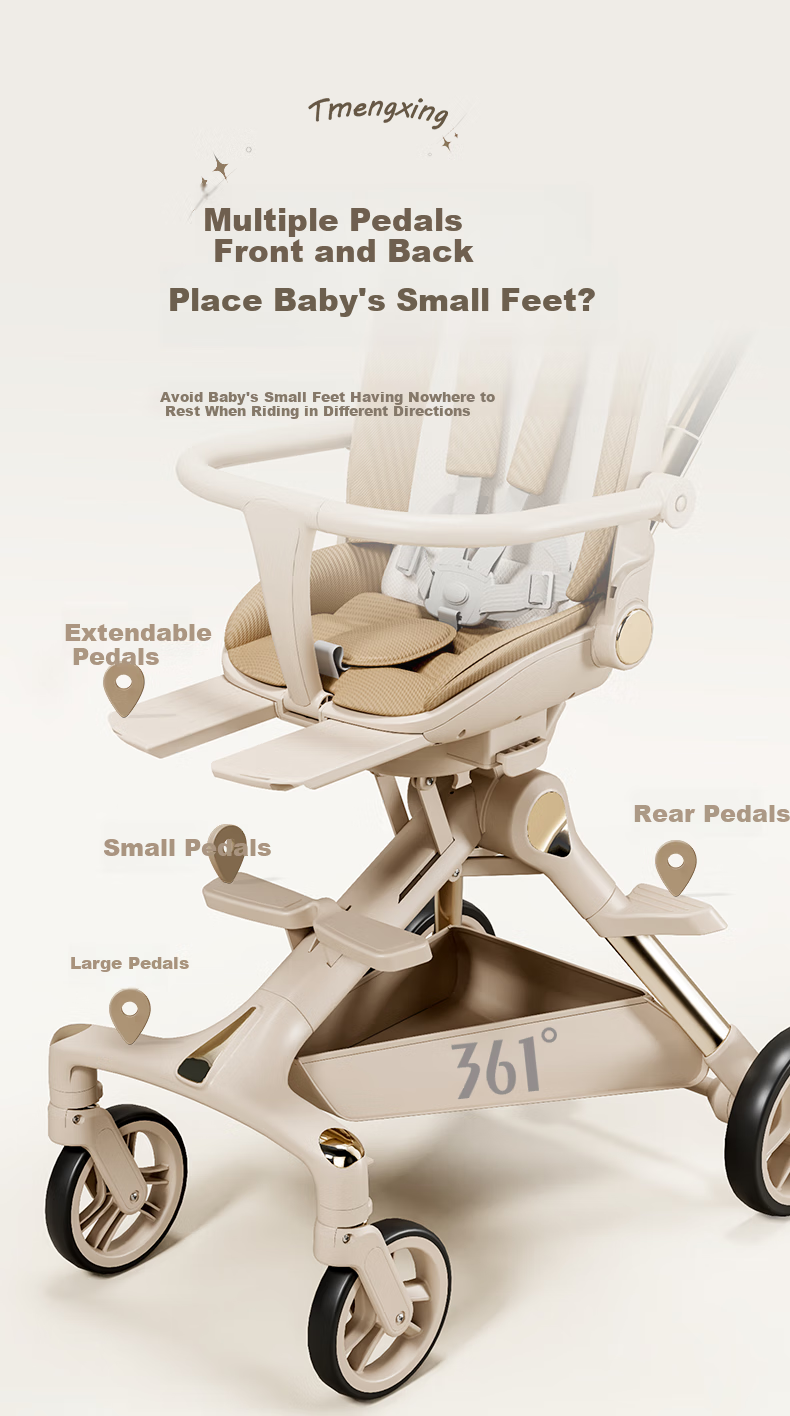 361° Stroller for 0-3 Years Old, Shock-Absorbing, One-Button Folding, High Landscape Design, Baby Walking Aid, Can Sit Or Lie Down, Sunshade Canopy Y3 14