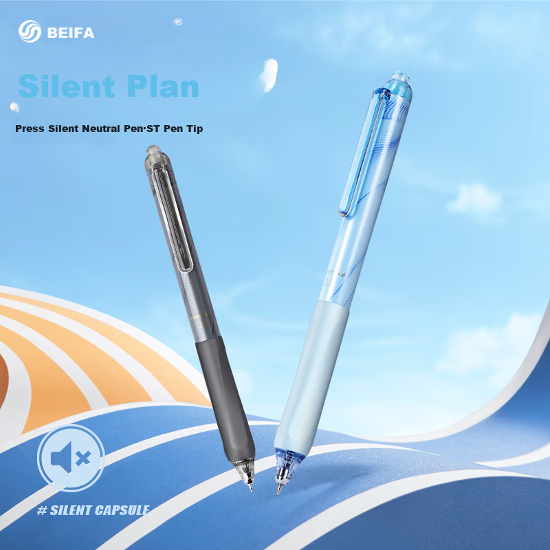 BEIFA Silent Pen, St Retractable Gel Pen, 0.5mm Quick-Drying High-Quality Design, Student Exam Practice Business Office Signature Pen, 5 Pens 10 Refills [Back-To Essential]