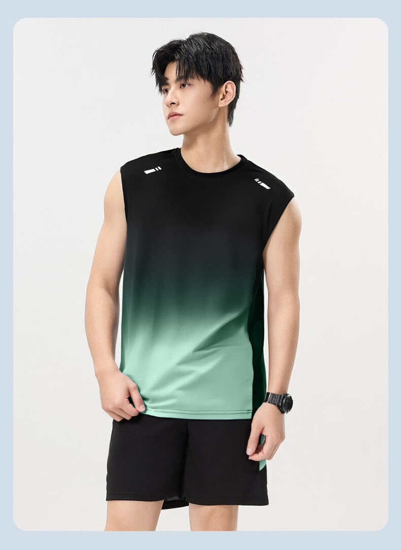 VICTORIATOURIST Men's Sports Set, Indoor Fitness Wear, Sports Tank Top, Ice Silk Quick-Dry Shirt, Running Basketball Training T-Shirt Equipment 17