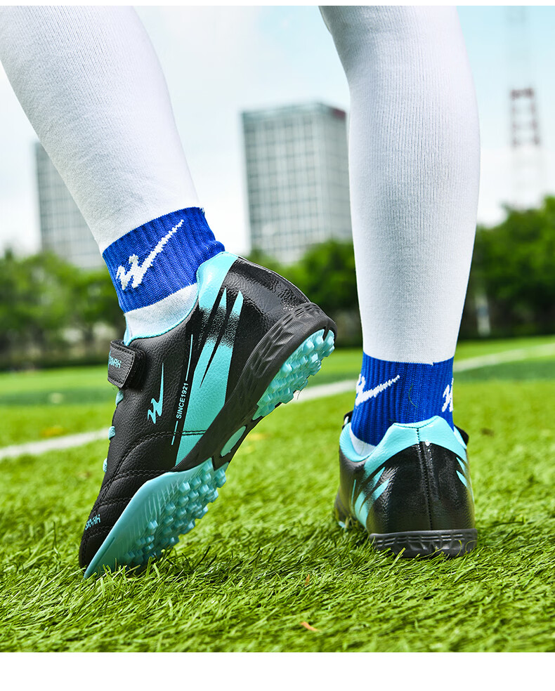 Shuangxing Kids Soccer Shoes Youth TF Turf Cleats Velcro Training Shoes Boys Girls Grass Football Sneakers Student Match Shoes 10