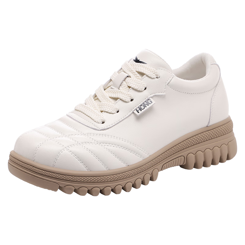 RED DRAGONFLY Women's Shoes White Sneakers British Style Flats Autumn Winter Thick Sole Height Increasing Casual Shoes EXB350672 Off-White Size 37