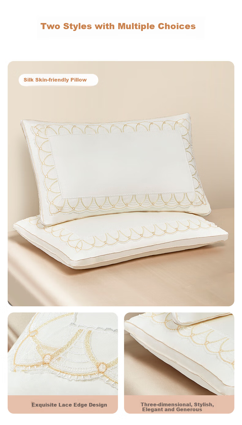 LUOLAI Home Textiles Silk Pillow, 80-Count Pure Cotton Silk Skin-Friendly Pillow Core, Single Pack, Approximately 45*71cm 9