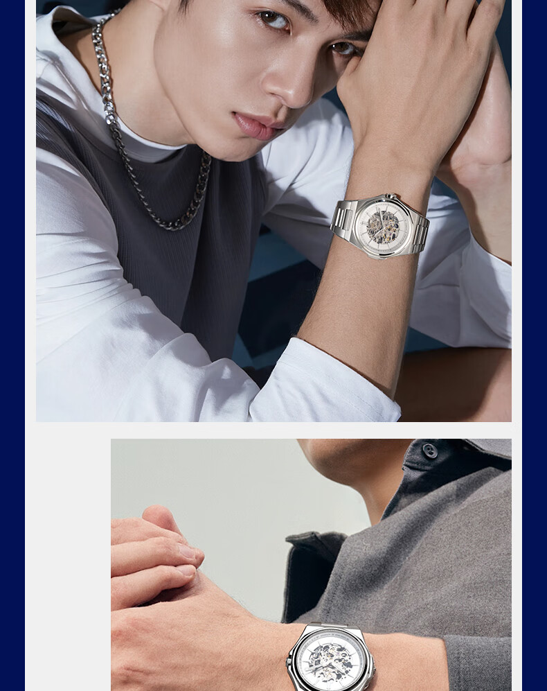 SHANGHAI Men's Automatic Mechanical Watch National Series Skeleton Luminous Wristwatch S8008 White Dial 4