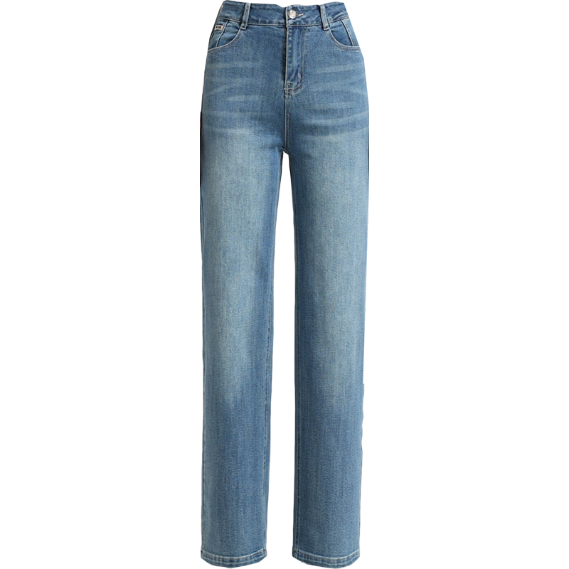 Meishi Women's Denim Jeans 2026 Spring High Waist Slim Fit Straight Loose Cigarette Pants Blue 28