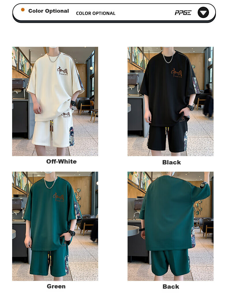 Zuofeili New Chinese-Style National Trend Casual Sports Set for Men, Summer Youth National Trend Ice Silk Short-Sleeve Shorts Outfit Two-Piece Set 3