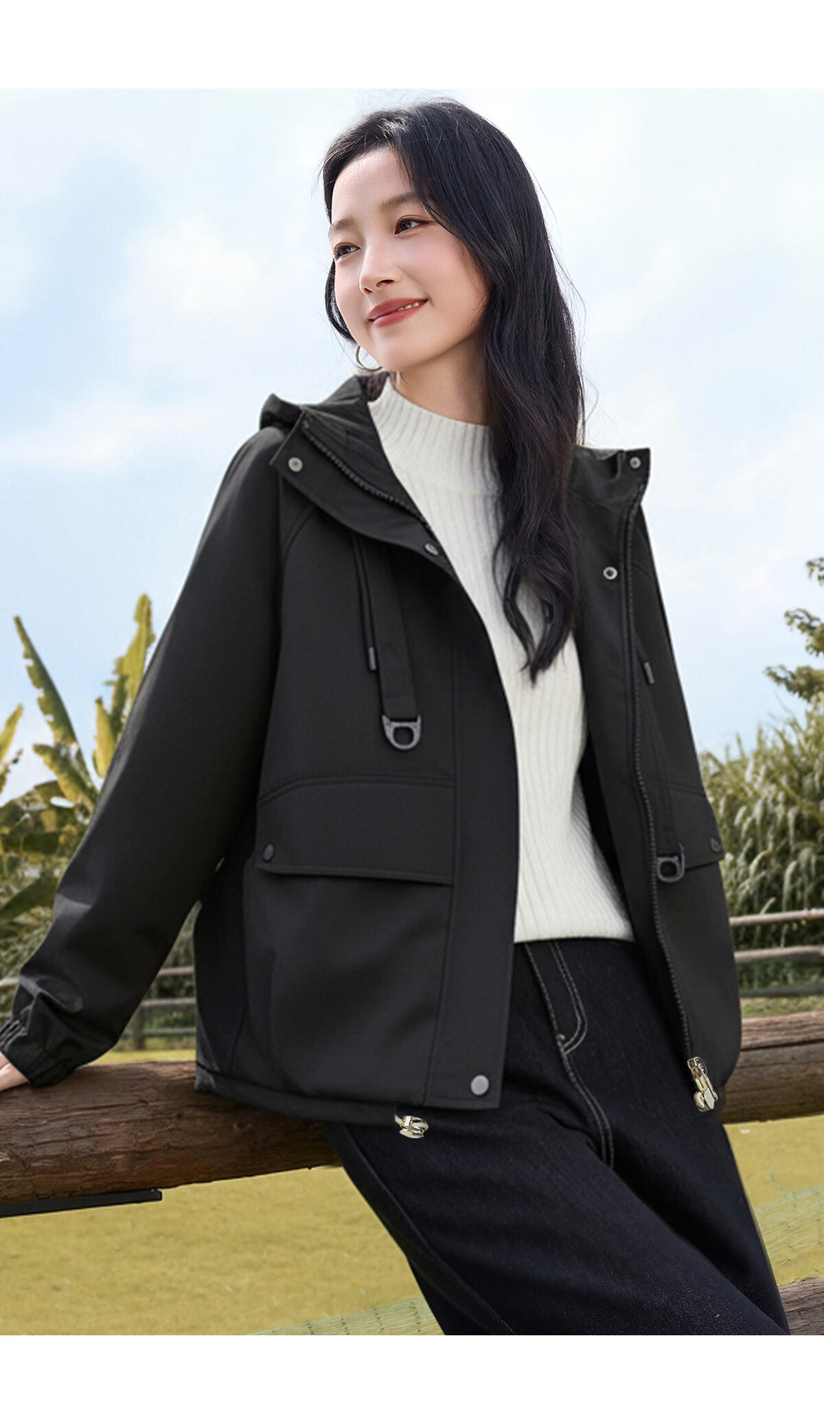 Chushen Spring and Autumn Short Jacket for Women with Hood, Exquisite Pocket Design, Versatile Loose Casual Top Coat S143U2011 28