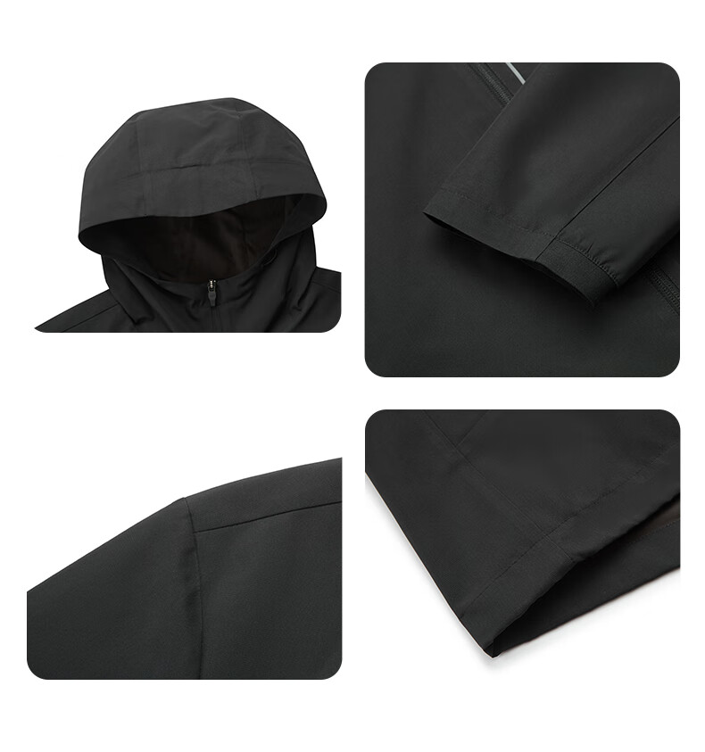 ERKE Jacket, Spring Men's Cardigan, Hooded Waterproof Cycling Wear, Windproof Running, Solid Color Versatile Casual Outerwear 15