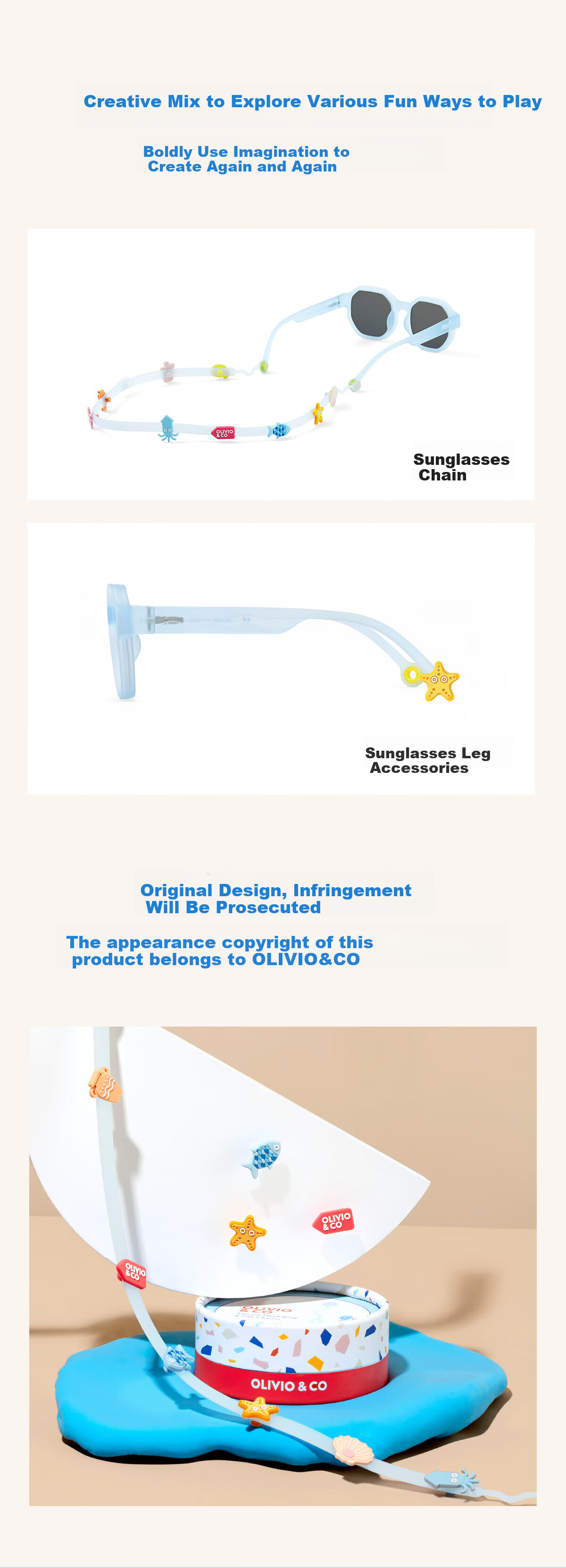 OLIVIO&CO Sunglasses Accessories, Children's Sunglasses Charm, Hanging Chain, Eyewear Decoration, Stylish Glasses, Anti-Slip And Non-Fall 5