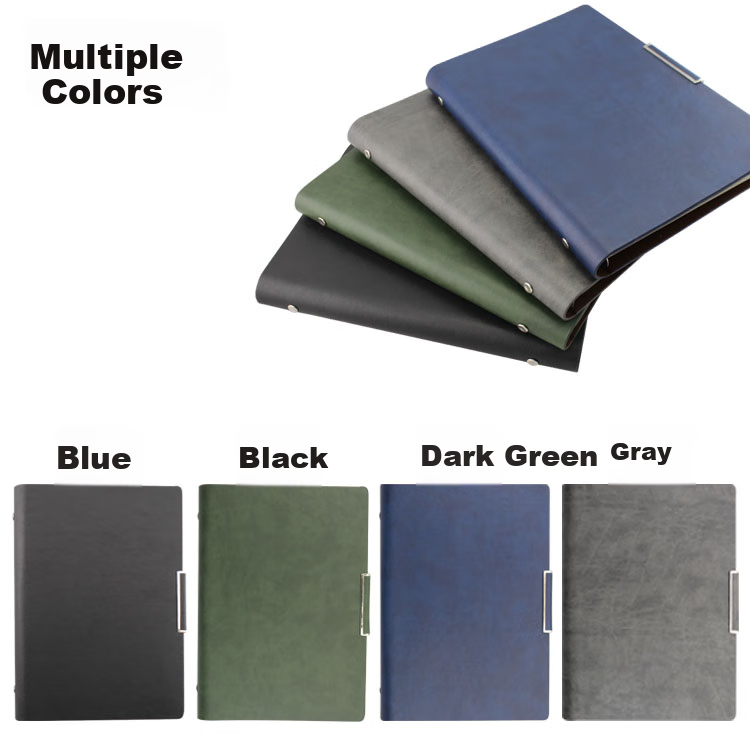 TRNFA TB-H307 High-Quality Office Notebook Premium Business Journal Faux Leather Vintage Pendant Loose-Leaf Notepad Office Stationery (Gray) 23.5*17cm 5