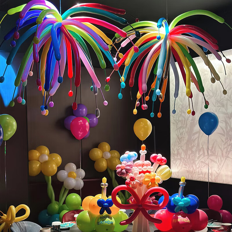 Yanyuji Fireworks Balloons, Long Strip Magic Birthday Party Scene Decoration, First Birthday And Grand Opening Atmosphere Decorations, Set of 50
