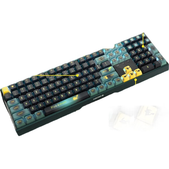 CHERRY MX3.0S Wireless Mechanical Keyboard Pikachu Co-Branded Edition, 108-клавишная игровая клавиатура, Bluetooth, трехрежимная беспроводная офисная клавиатура