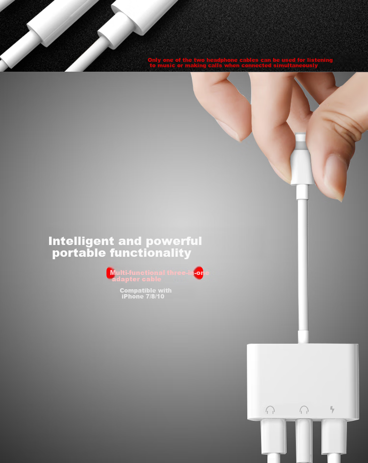 ESCASE Apple Earphone Adapter, Dual Lightning Charging And Music Two-In Audio Converter, Compatible with IPhone 15/14/13 Converter ES-EPA 3